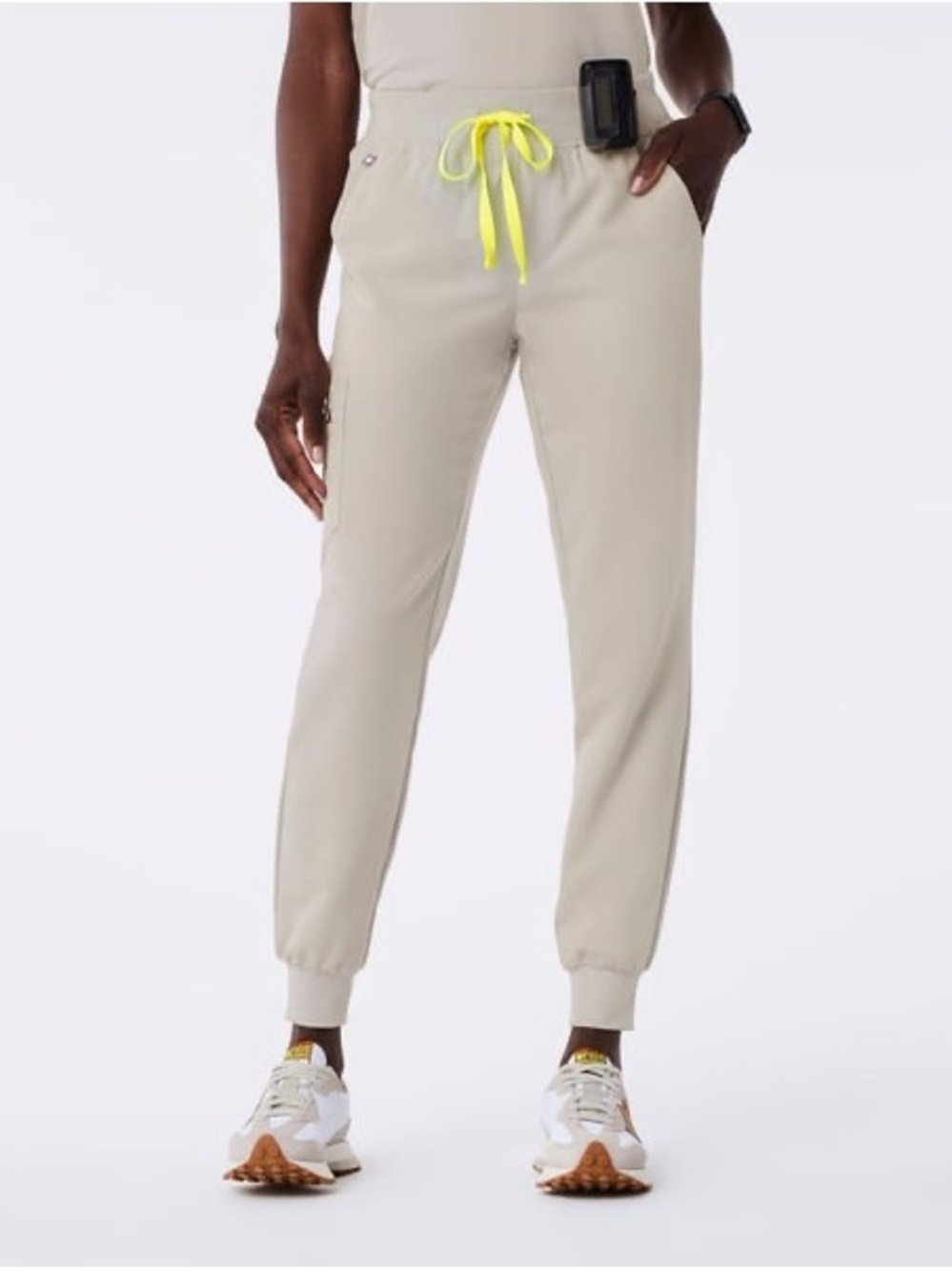 FIGS High Waisted Zamora Jogger Scrub Pants in Bone Size Medium Tall